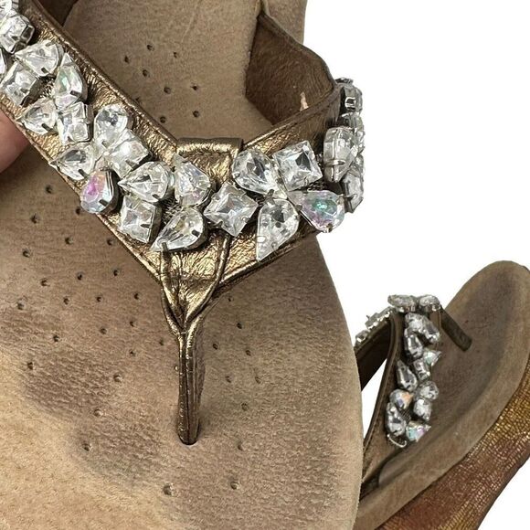 Very Volatile Platform Sandals Jeweled Bronze Metallic Python Womens Size 11 - Picture 12 of 13